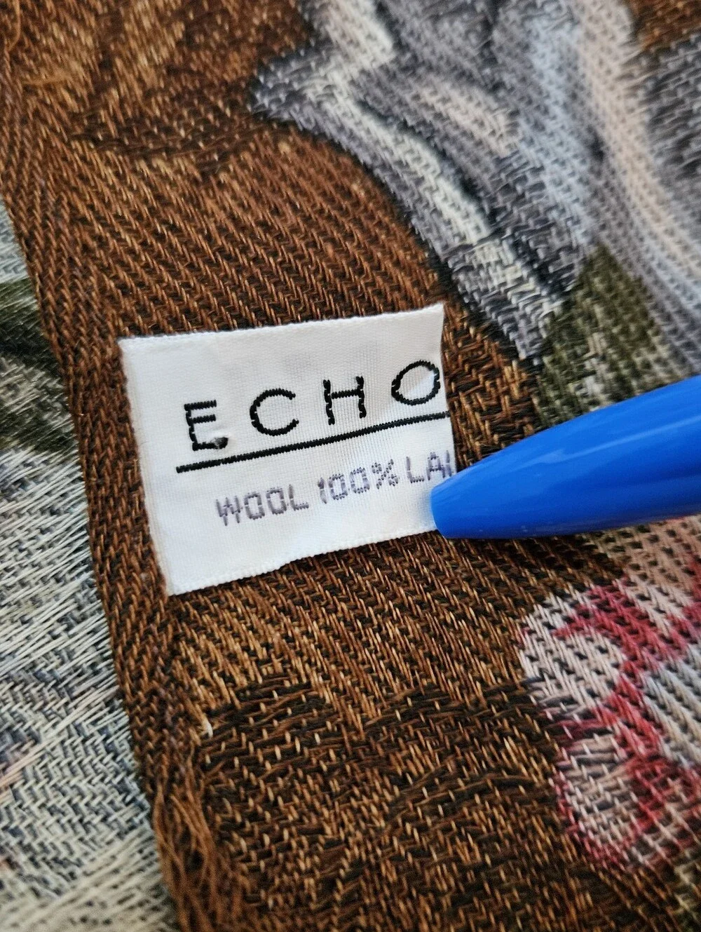 Echo 100% Wool Square Floral Scarf Made In Japan 34x34